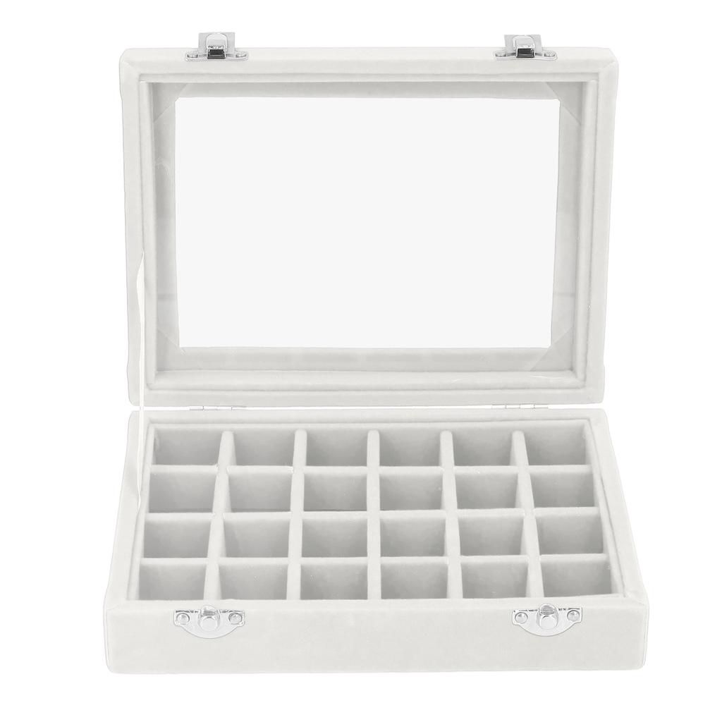 Small Velvet Jewelry Box Organizer 24 Compartments Jewelry Case Earring Rings Storage Box Jewelry