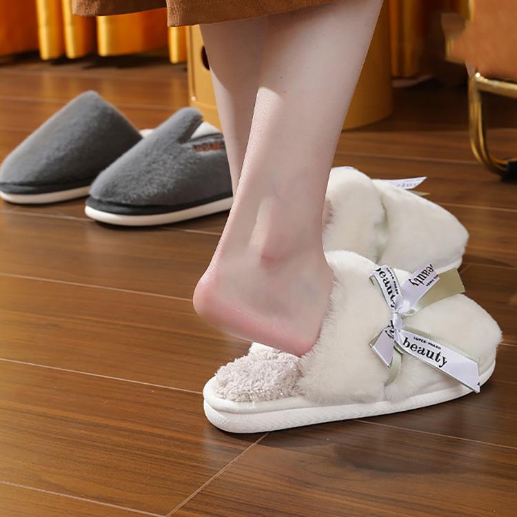 Autumn Winter Large Size Thick Bottom Indoor Cotton Slippers Casual Velvet Fur Cotton Shoes Women Warm Anti Slip Slippers 36-41