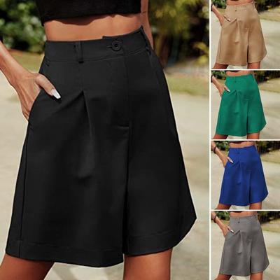 Women's Summer High Waist Short Loose Fit Knee-Length Wide Leg Shorts