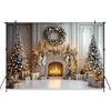 Mocsicka Christmas Background Happy New Year Party Xmas Tree Palace Fireplace Wall Decor Photo Backdrops Home Living Room Banner