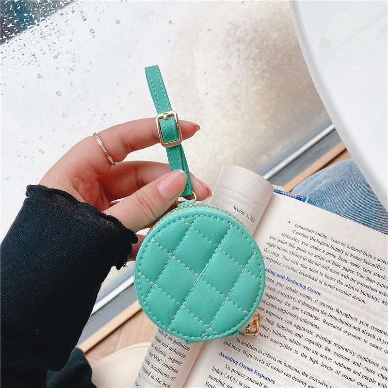 

Compatible Lambskin Diamond Stitch Leather Zipper Case for Apple AirPods Pro and Huawei Bluetooth Earphones. For Apple AirPods Pro and various Huawei models зелёный