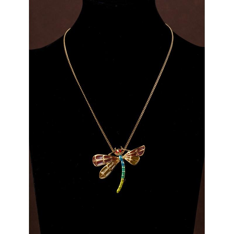 Vintage Enamel Dragonfly Necklace With Versatile Temperament Personalized Pendant High-end Insect Inspired Women
