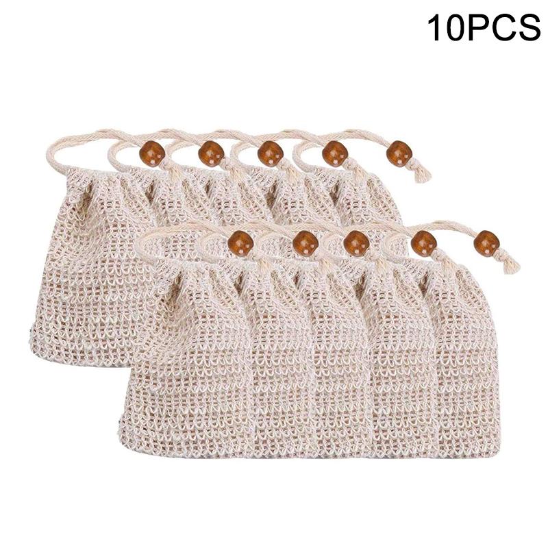 5/10pcs Natural Sisal Soap Bags Shower Bath Exfoliating Soap Saver Pouch Holder for Bath & Shower Use Soap Packaging Mesh Bags