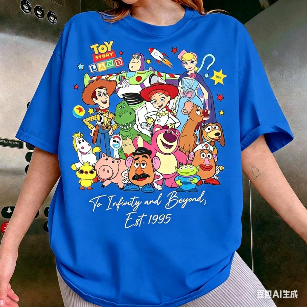 2026 New Toy Story Lobo Christmas Cotton Women's Casual Fashion Loose Short Sleeve