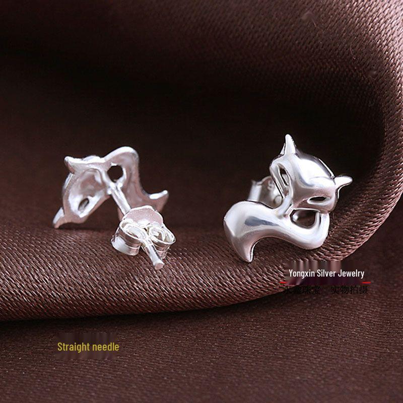 

Женские серьги-крючки в виде милых лисичек из чистого серебра 999 пробы - Гипоаллергенные, Модные, Универсальный тренд ювелирных изделий для ушей Pure Silver