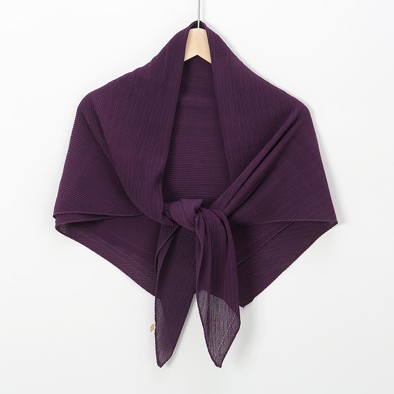 Pleated Square Scarf For Women Muslim Chiffon Hijabs Shawl Solid Crinkle Headscarf Wraps Islamic Turban Headband Bandana Foulard
