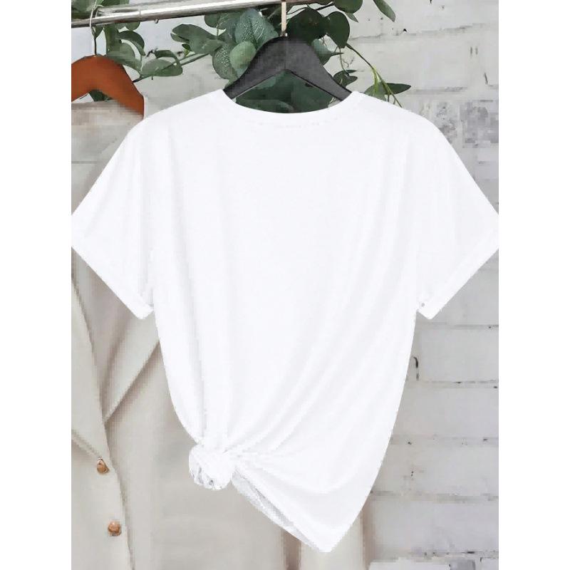Women's Metal Cherry Print Summer T-Shirt - European & American Style, Round Neck, Short Sleeve