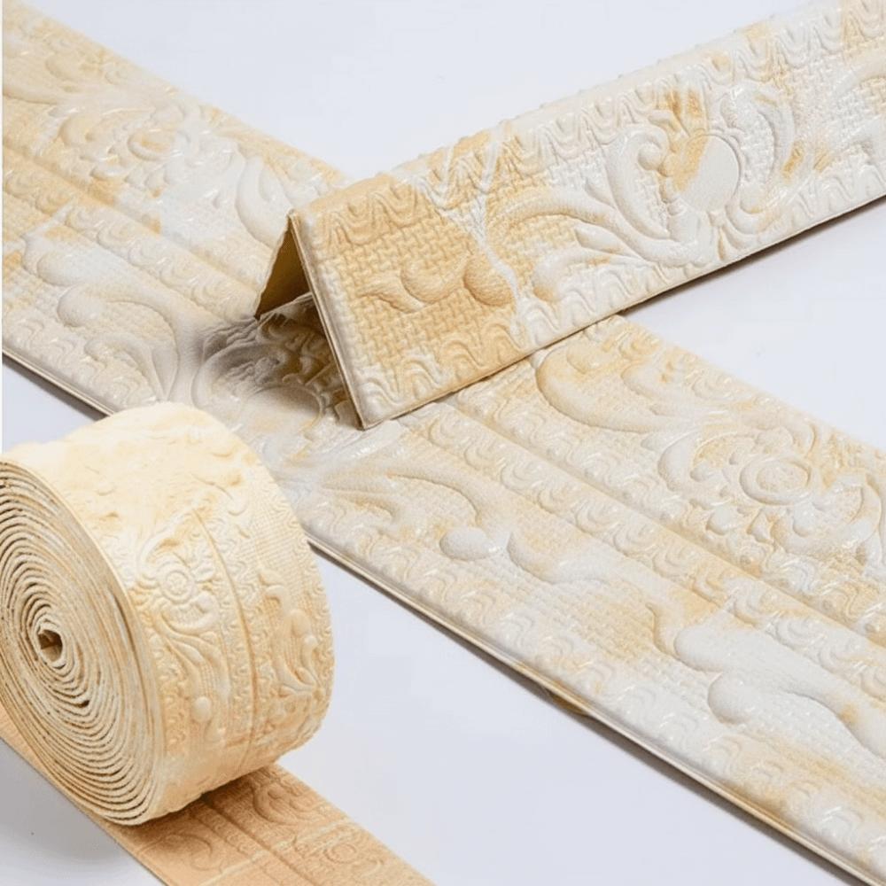 1 Roll Waterproof Ceiling Decoration Strip Self-Adhesive 3D Wall Sticker Antifouling Easy Installation Skirting Wall Stickers
