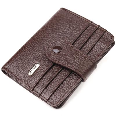 Compact Men's Wallet Made of Genuine Grained Leather CANPELLINI Purse 21686 Brown