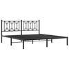 Metal Bed Frame with Headboard Black 180 X 200 Cm