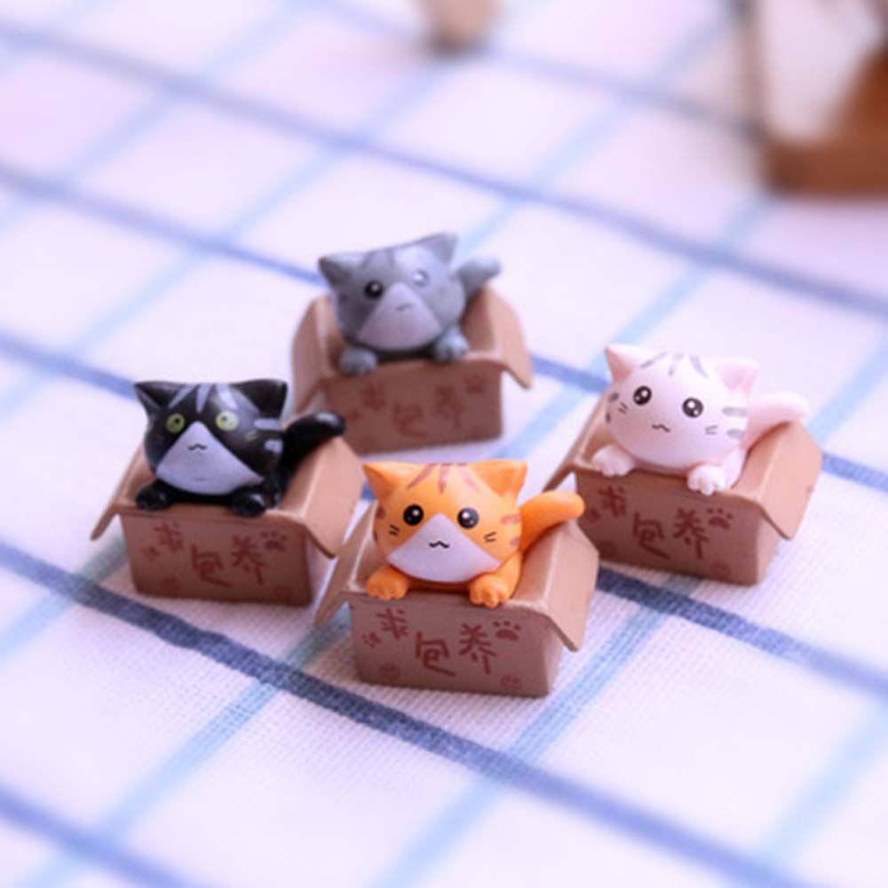 Miniatures Statue Kitten PVC Crafts Cartoon Poor Box Cat Kitty Model Car Figurine Small Statue