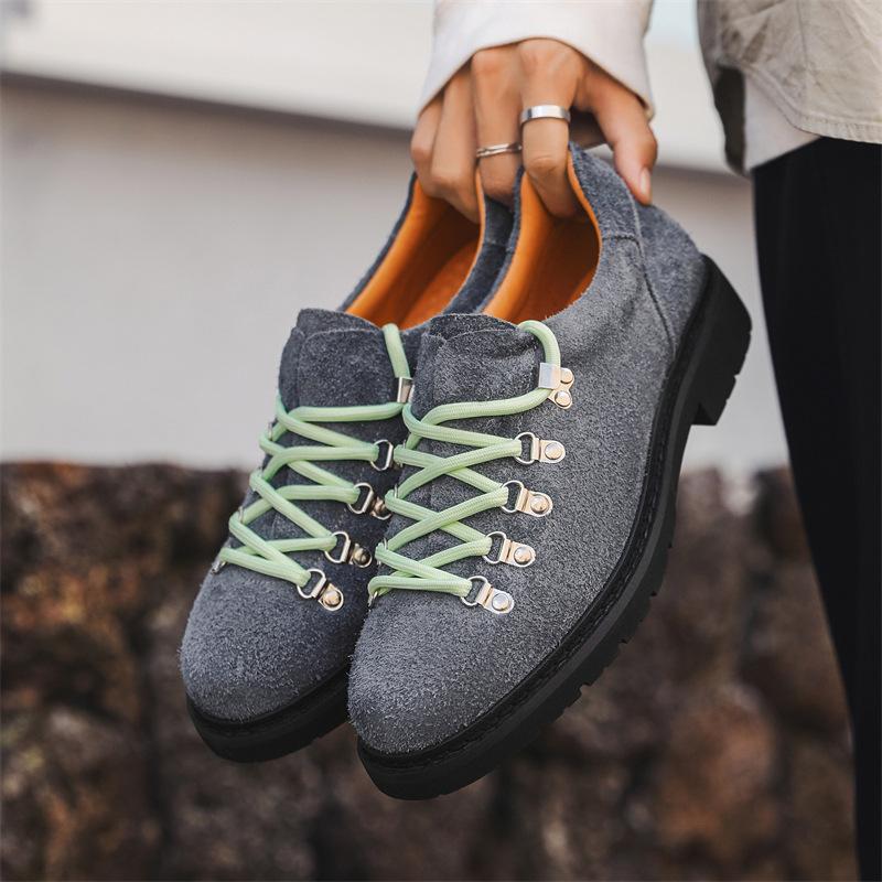 Móda 2025 Podzim Pánské semišové kožené boty Chukka Ležérní pracovní obuv Silná podrážka Kulatá špička Nazouvací Pohodlné Retro Luxusní Kotníkové boty