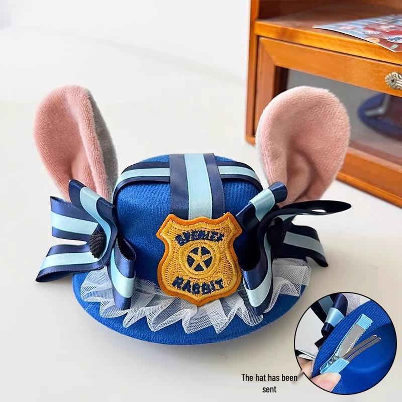 Girls' Summer Rabbit Police Officer JK Skirt Set with Princess Dress