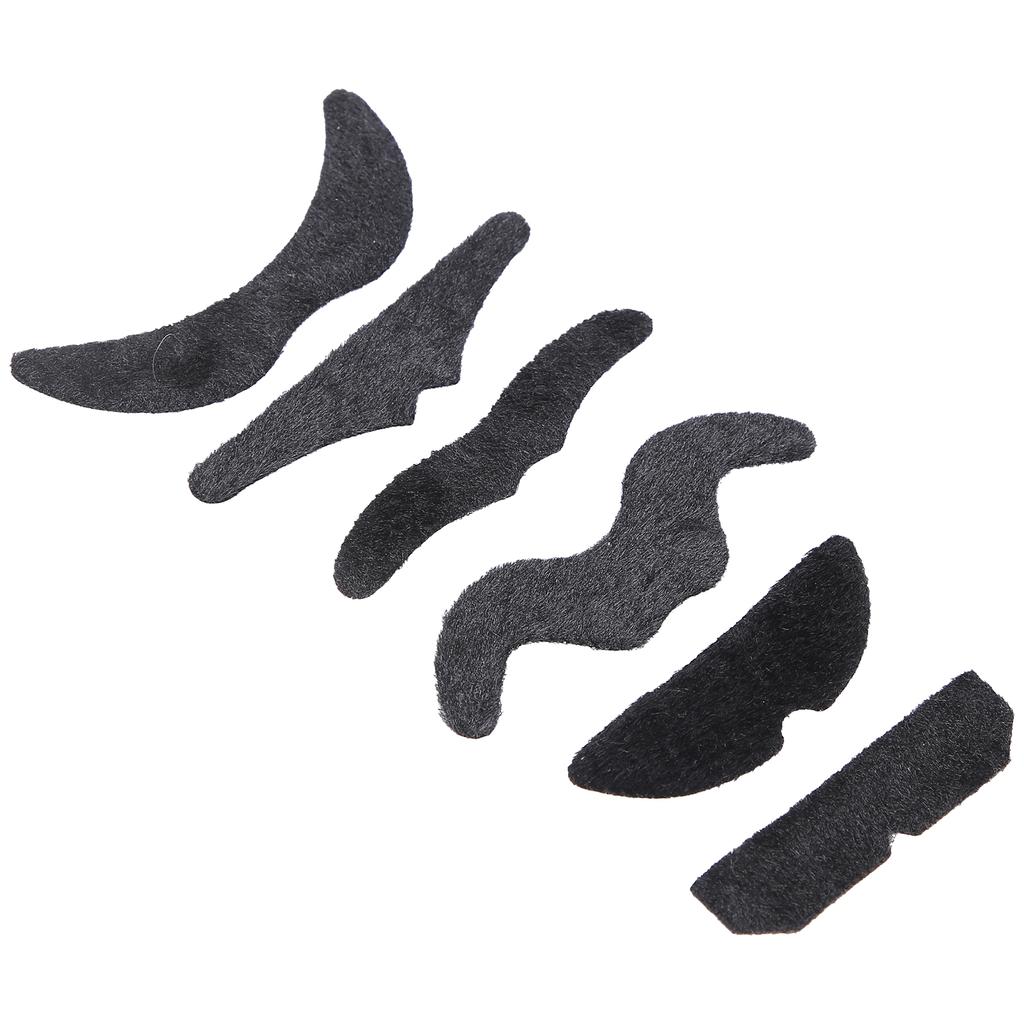 6PCS Lustige Falsche Schnurrbart Selbstklebende Schwarz Gefälschte Bart für Partys Halloween Weihnachten
