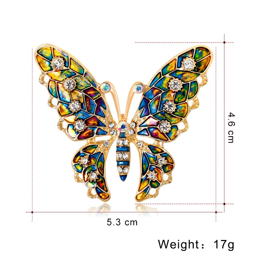 Colorful Drip Butterfly Brooch With Diamonds Animal Pin Elegant Commuter Fashion Brooch Badge Accessories