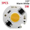5pcs Chip COB LED Lamp Real Power 3W 5W 7W 10W 12W Y27 LED Lamp Bulb 220V IP65 Input Smart IC For DIY LED Flood Light Spotlight