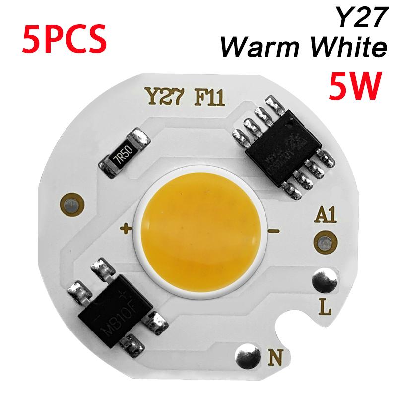 5pcs Chip COB LED Lamp Real Power 3W 5W 7W 10W 12W Y27 LED Lamp Bulb 220V IP65 Input Smart IC For DIY LED Flood Light Spotlight