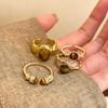 Vintage Tiger Eye Stone Rings for Women Girls Waterdrop Zircon Exquisite Aesthetic Open Ring Fashion Elegent Jewelry Party
