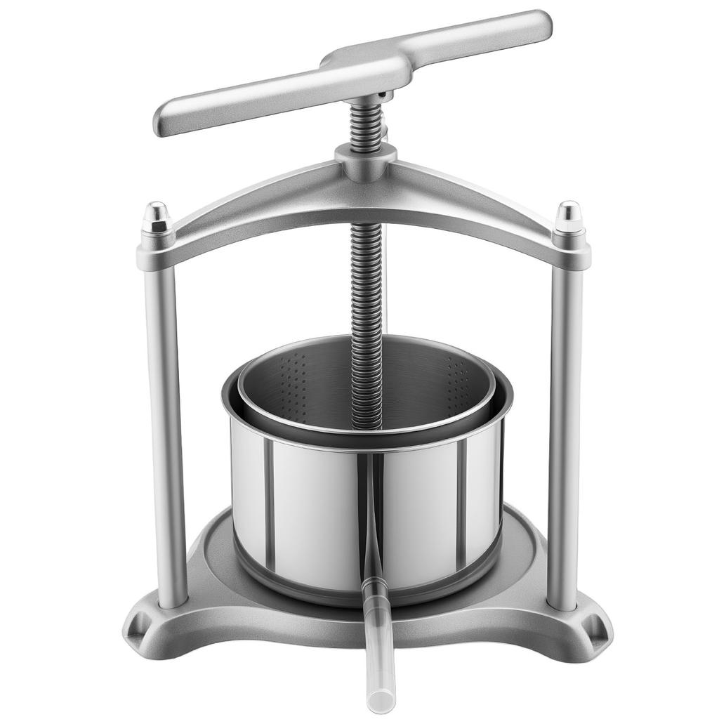 Fruit Wine Press, 0.8 Gallon/3L, Stainless Steel Manual Juice Maker with Powerful T-Shaped Handle, Juice Making for Apple/Grape/Orange/Berry,