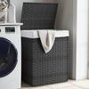 VidaXL Laundry Basket with Lid Grey 46x33x60 Cm Woven Resin 372031