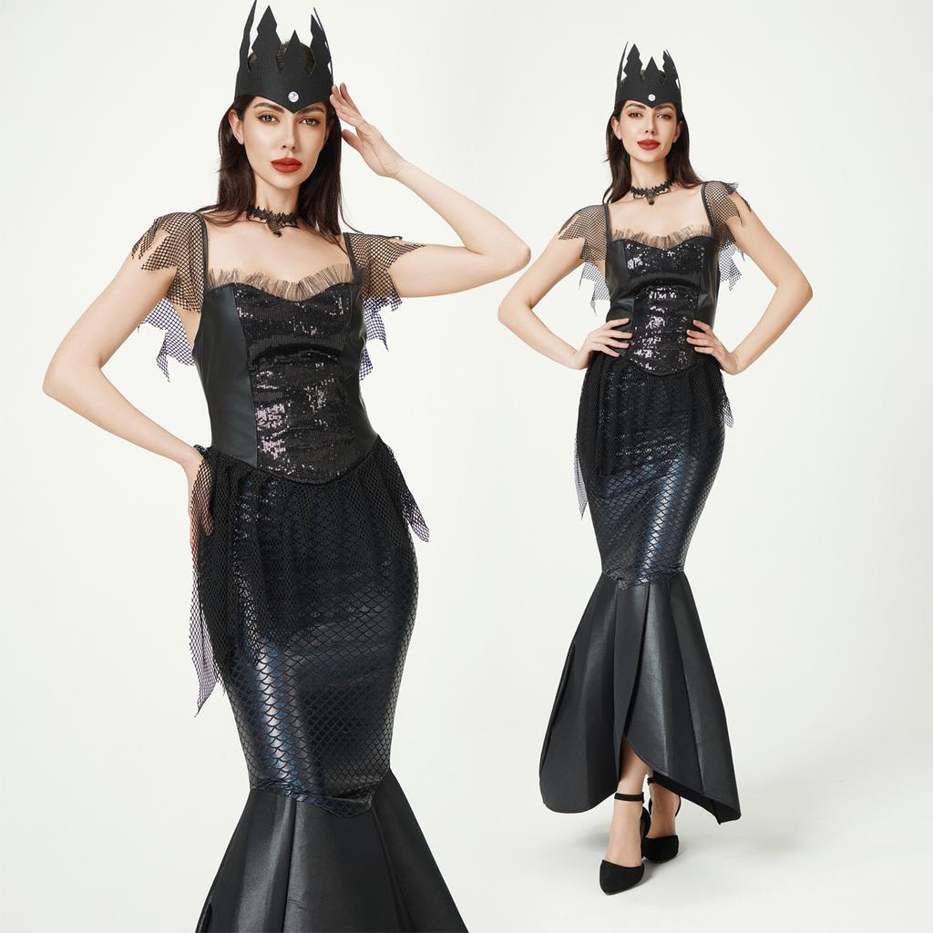 Halloween costume sequined mermaid princess costume performance stage costume dark elf sexy dress