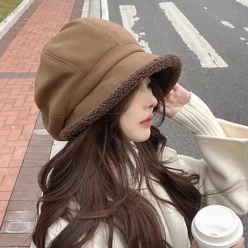 

Women s Thick Fisherman Hat, Thick Velvet Warm Hat, Large Brim For Winter Warmth And Anti Separation, Ear Protection кавовий