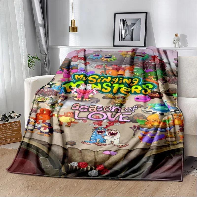My Singing Monsters Videospiel-Cartoon-weiche Plüschdecke, Flanelldecke, Überwurfdecke für Wohnzimmer, Schlafzimmer, Bett, Sofa, Picknick