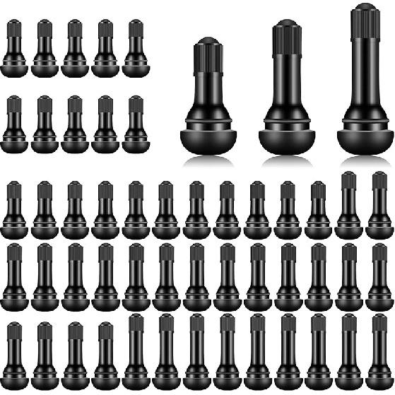 100 Pieces TR412 TR413 TR414 Tire Valve Stems Rubber Black Rubber Snap-In Valves,Tubeless Valve Stems Suit For 0.453 Inch Rim Holes On Standard