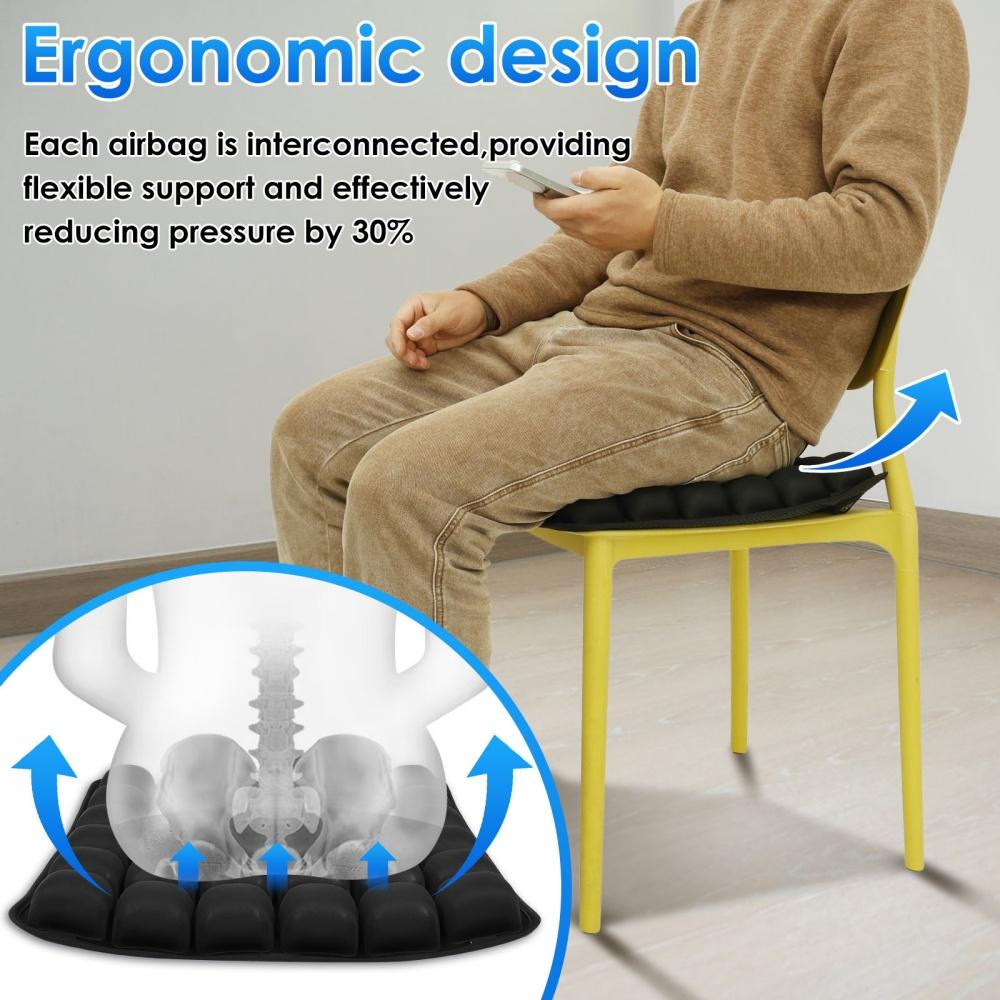 3D Inflatable Travel Cushion Portable Lightweight Air Seat Cushion Anti Pressure Ulcer TPU Cushion for Home Office Car Traveling