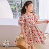 Tutu Xiaoxiang Girls' Red Floral Cotton Princess Dress