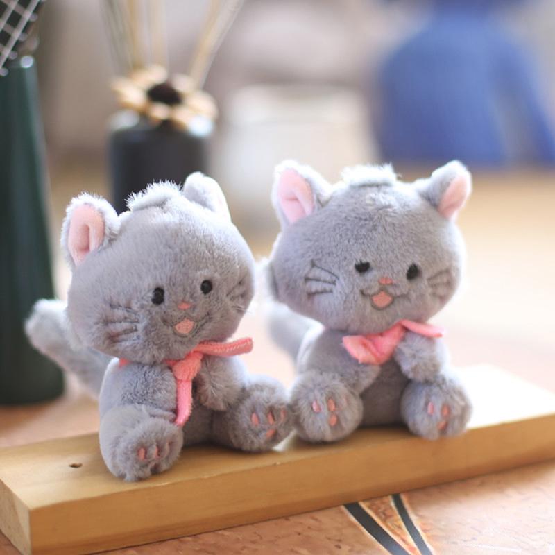Lovely Cartoon Cat Pendant Keychain for Children Cute Plush Kitten Animal Keyring Llaveros