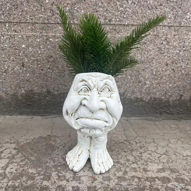 Muggly's The Face Statue Planter Funny Flower Pot Sculpture Funny Expression Plant Pots Planters Succulent Pot Home Ornaments