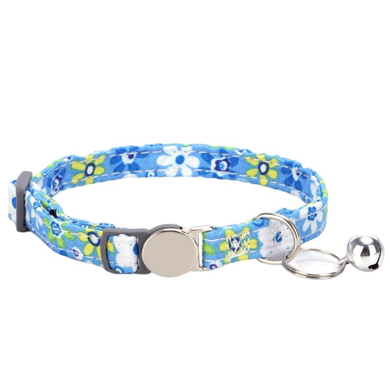 Cat Collar Quick Release Kitten Cats Collars Cute Print Nylon Pet Necklace With Bell Adjustable For Cats Puppy Pink
