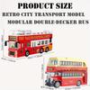Mini Building Block Model Set Retro Double decker Bus Sightseeing City Bus Collectibles and Decorations, Ideal Gift
