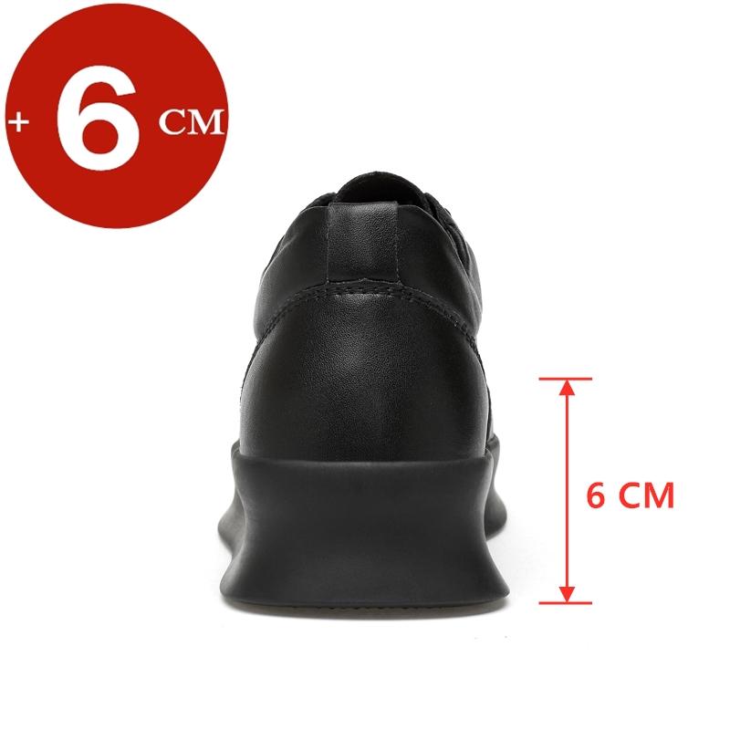 Increase Men's Sneakers Lift Leather Shoes Men Casual Platform Elevator Shoes Man Height Increasing Shoes Black White Footwear