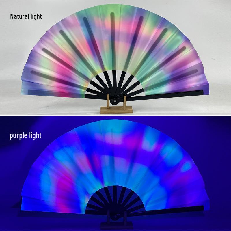 Leuchtender faltbarer Kung-Fu-Party-Fächer mit UV-fluoreszierender Leuchtkraft