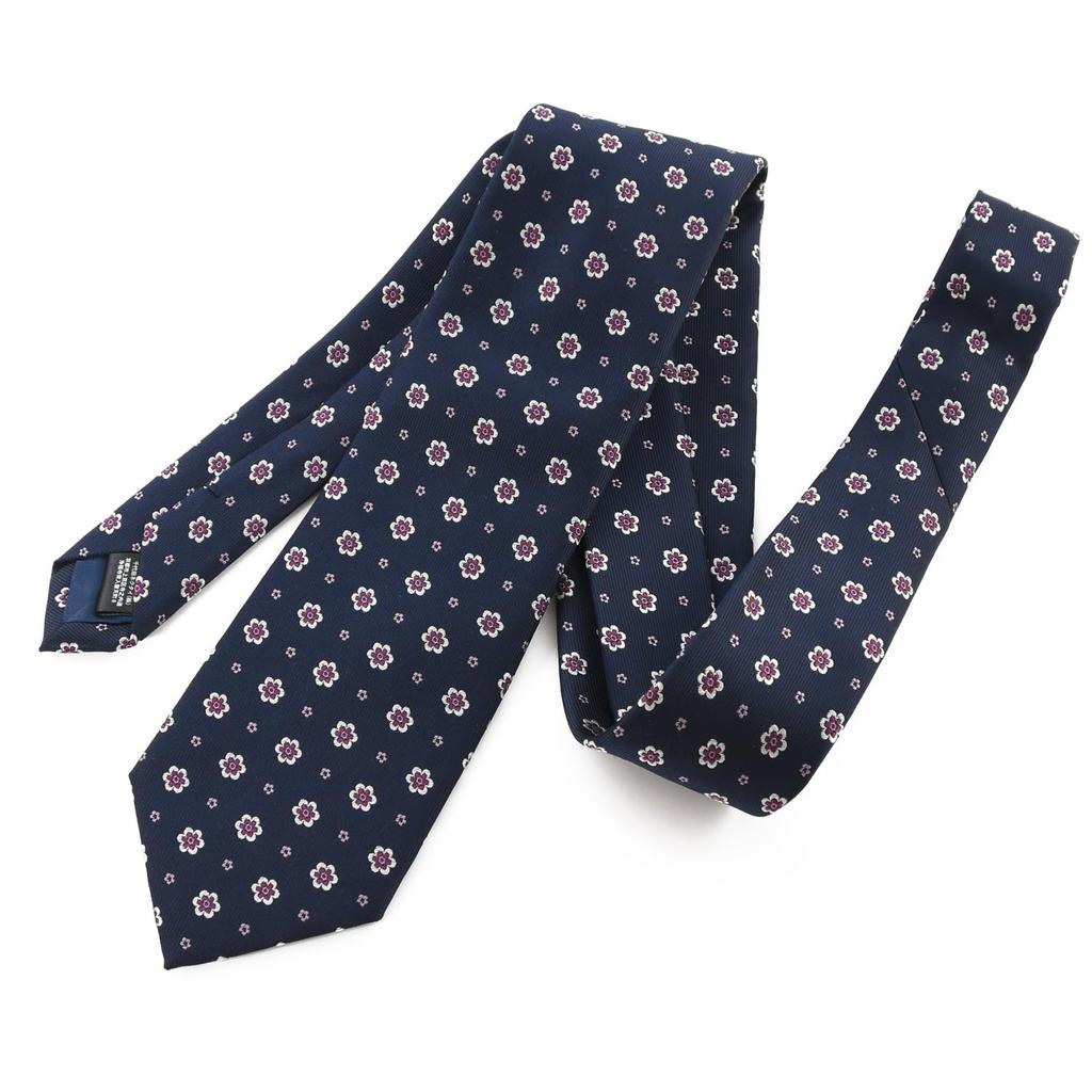 Brand Made In Kyoto Jacquard Fine Embroidery [Michiko London] Necktie, Japan, 100% Silk, Weave, Pattern, (C Pattern Navy)
