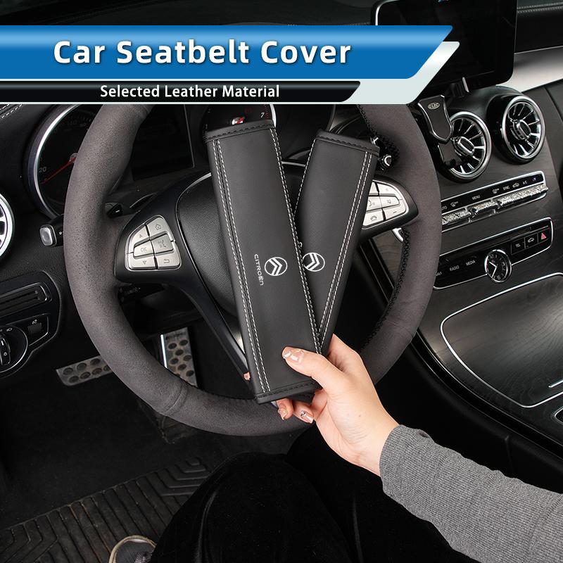 Car Seat Shoulder Pad Leather Safety Belt Protector Cover Accessories For Citroen C4 C3 C5 C1 C2 VTS Berlingo Celysee Xsara