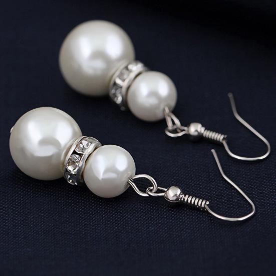 Conjunto de joyería nupcial para mujer, collar, pulsera, pendientes, perlas de imitación