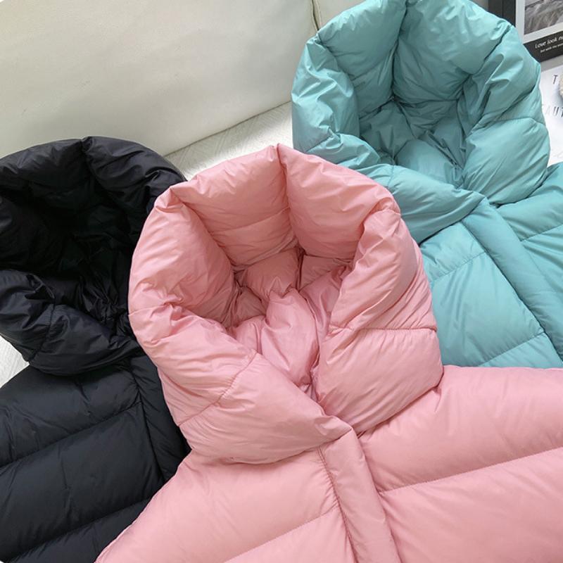 Jachetă pentru copii din puf de rață albă de iarnă, peste genunchi, din bumbac groasă Jachetă cu glugă pentru băieți și fete