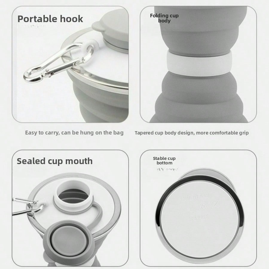 Silicone folding water bottle Outdoor foldable water cup High temperature resistant easy storage kettle Convenient sports water bottle
