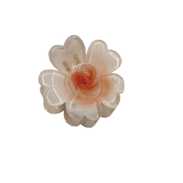 4cm průhledná třpytivá sponka do vlasů ve tvaru vajíčka s květinou - žraločí sponka do vlasů