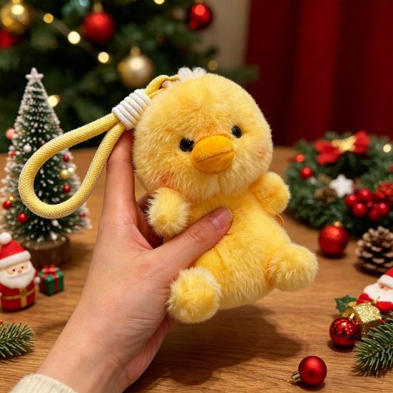 Bag Pendant Cartoon Animal Doll Plush Charm Keychain with Lanyard Soft Fluffy Texture Stress Relief Table Companion