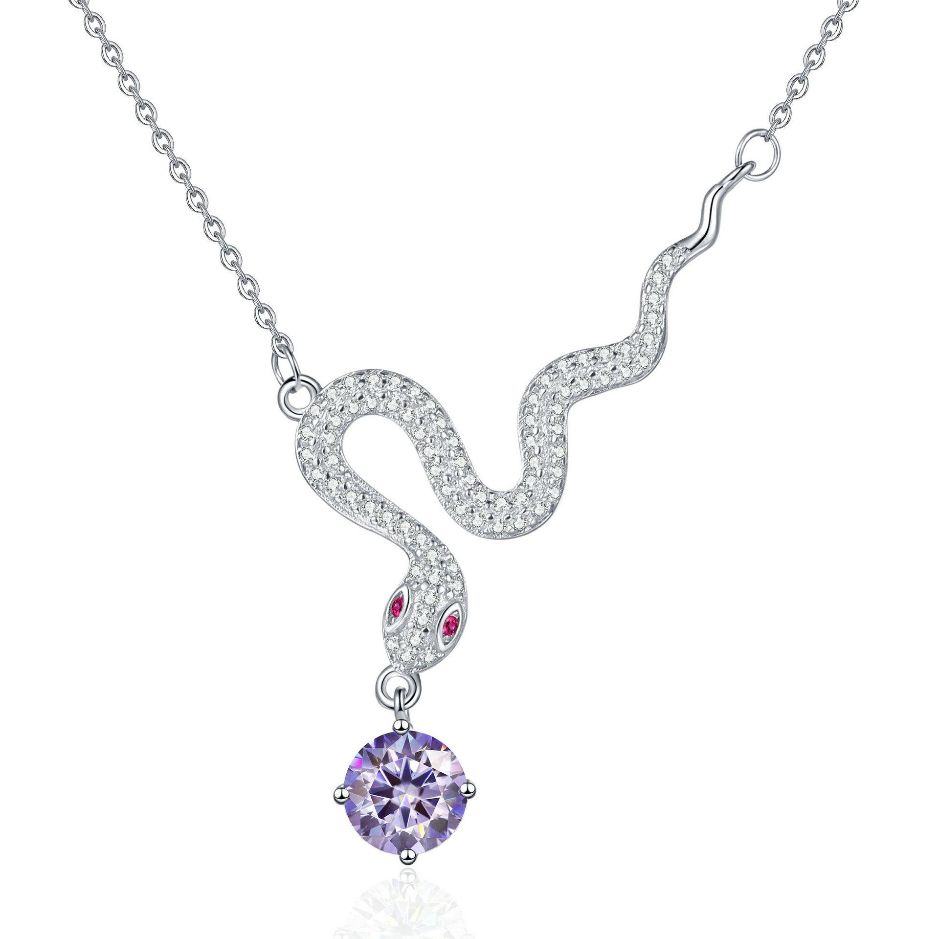 

Ожерелье-змейка из стерлингового серебра 925 пробы с муассанитом, универсальный креативный дизайн, нишевая цепочка для ключиц 925 silver