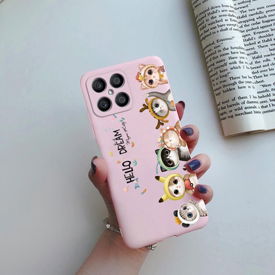 For Huawei X8 Case Fashion Flower Cartoon Pattern Soft Silicone Back Cover For Honor X8 4G TFY-LX1 TFY-LX2 TFY-LX3 HonorX8 Funda