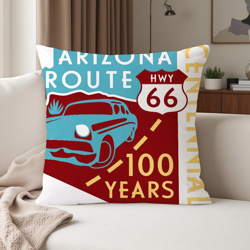 Fashion US Route 66 Pillow Case Suitable For Bedrooms Living Rooms Cars Home Decoration