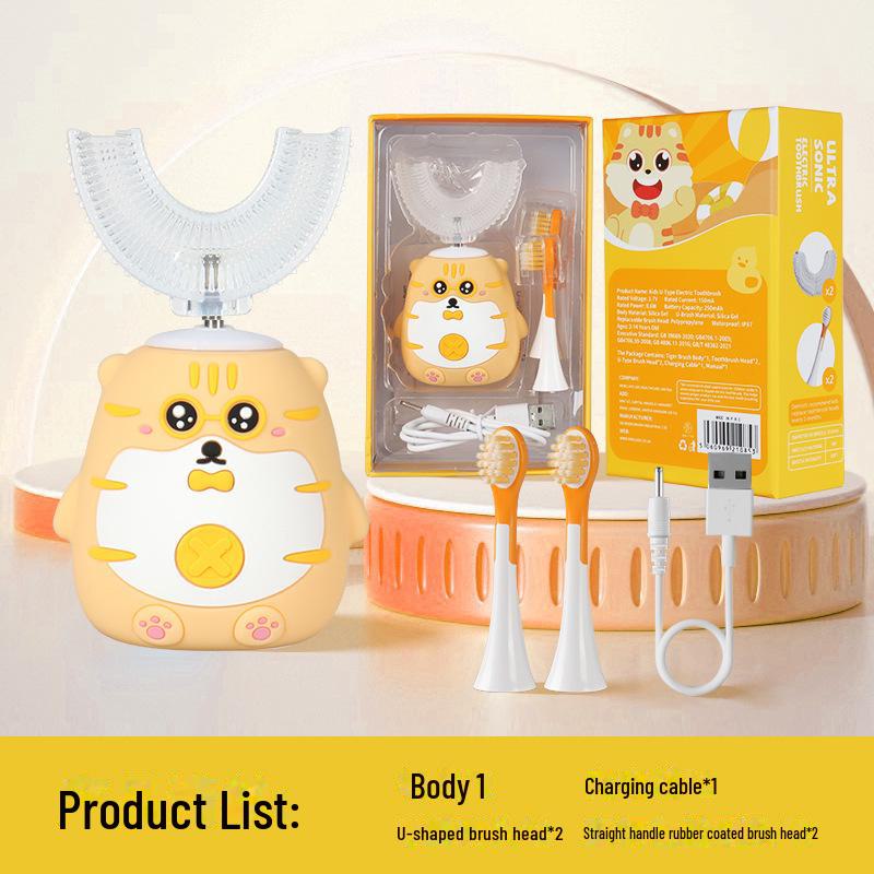 מברשת שיניים חשמלית לילדים עם עיצוב מצויר של אסטרונאוט, דינוזאור וחדי קרן