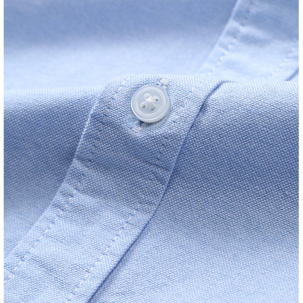 Men's Summer Oxford Cotton High-Quality Solid Color Short-Sleeved Shirt