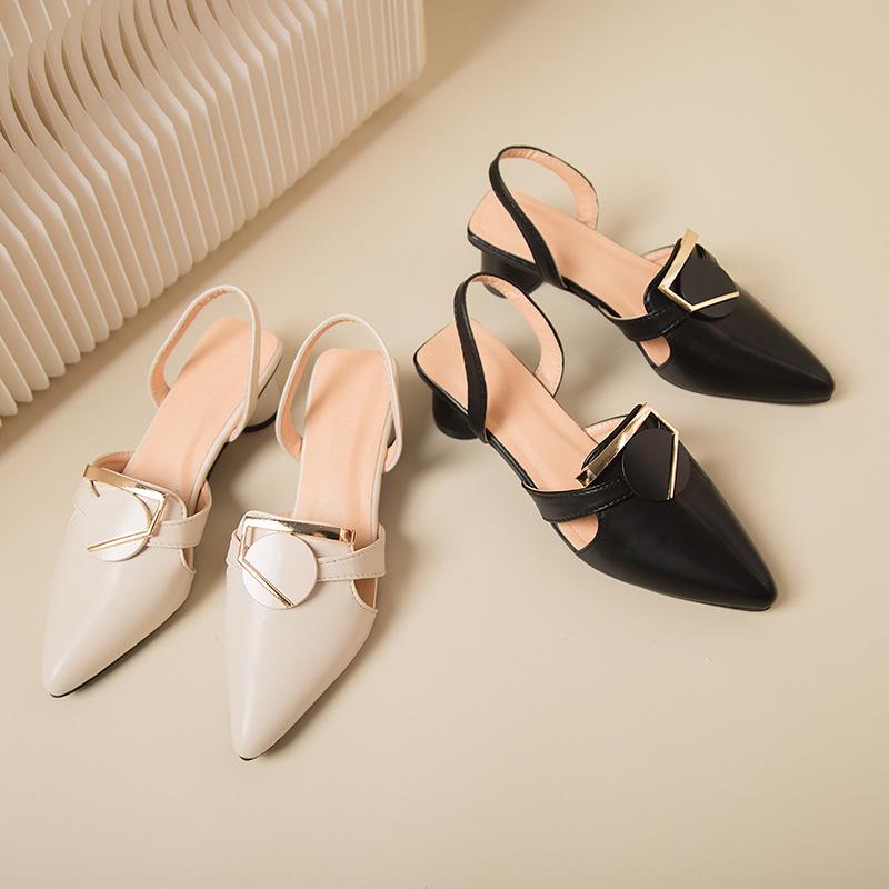 Fashion Women's Sandals 2025 Summer New Fashion Slip On Shoes for Women Pointed Toe Slingbacks Metal Pumps Female Sandalias De Mujer