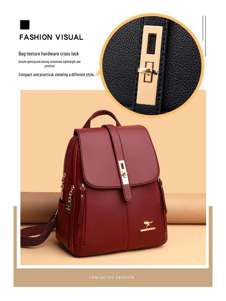 2025 Women's Versatile Korean Style Soft Leather Backpack - Large Capacity, Simple Design